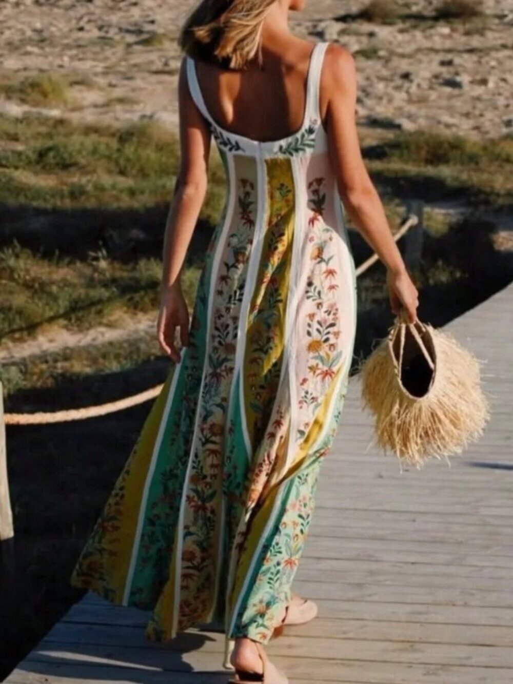 Farm Rio Delicate Floral Stripes Maxi Dress - Picture 13 of 14